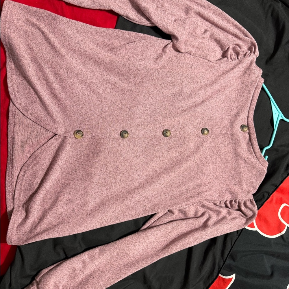 SHEIN Pink Button-Up Top